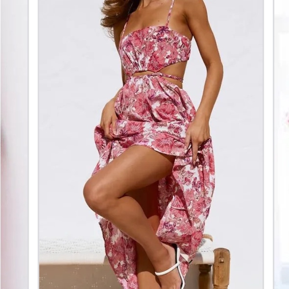 Hello Molly Pink Floral Midi Dress